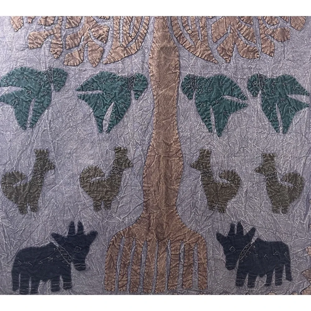 Tree of Life Appliqué Folk Art Wall Hanging Hand‑Stitched Textile Decor